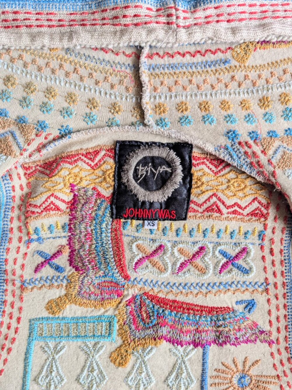 JOHNNY WAS BIYA Women's Embroidered Hooded Duster Cardigan Butterfly Beige Sz XS - Picture 3 of 7